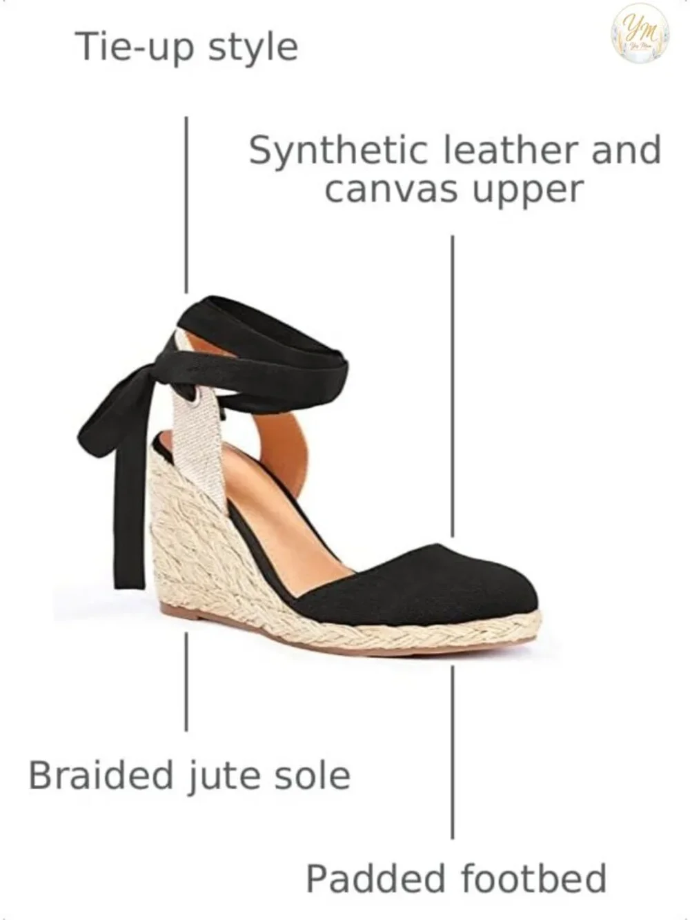 Women's Lace Up Espadrille Wedge Sandals Platform Slingback Heels